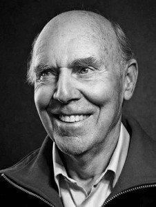 A black & white portrait of former overall Le Mans winner Richard Attwood; pictured here for Magic Moments in Le Mans. Credit: Porsche AG