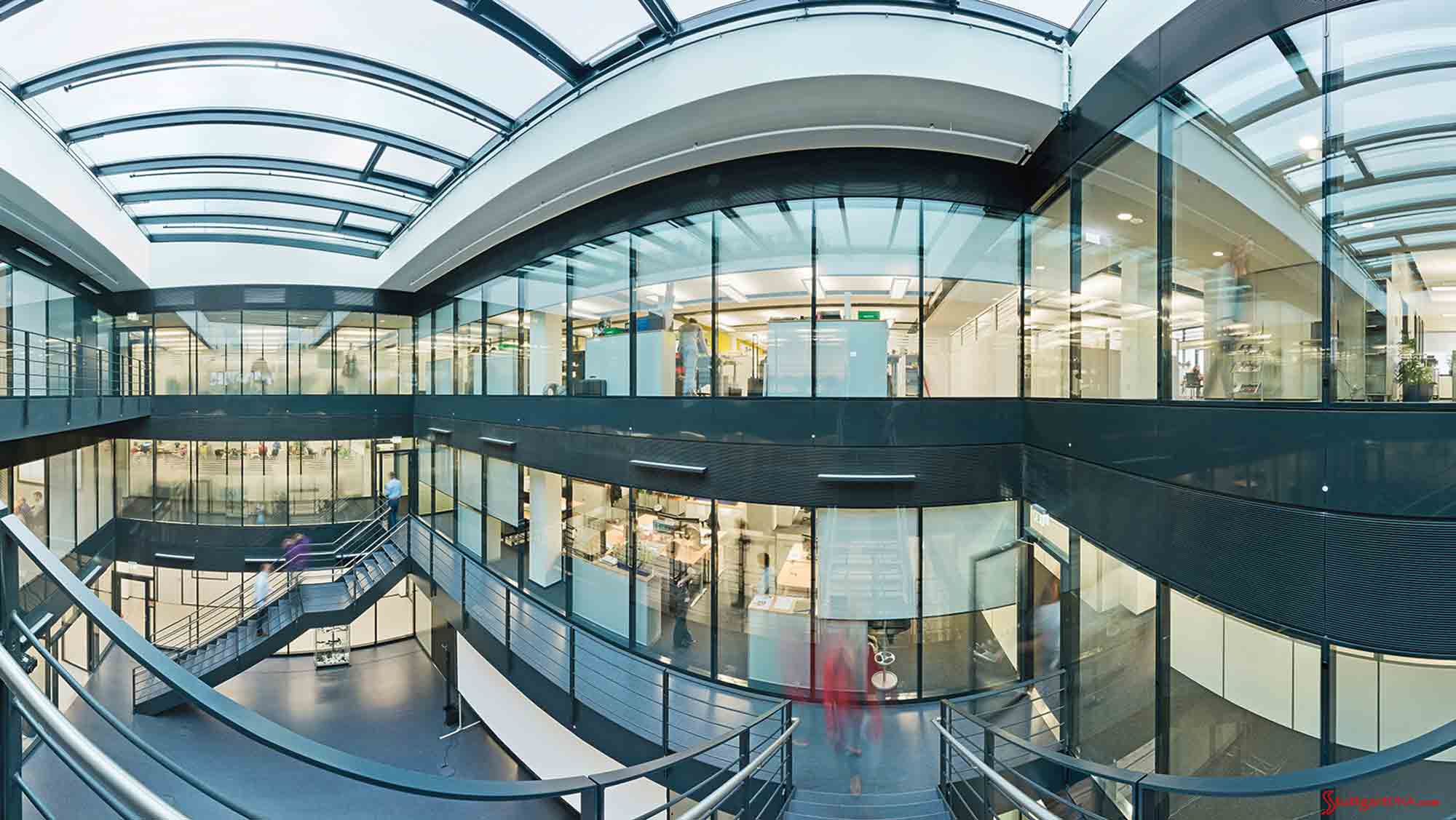 Credit: Porsche AG Porsche Weissach Development Center: One of Weissachs's tri-level interiors. Credit: Porsche AG