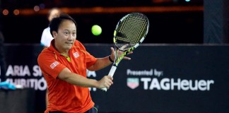 Michael Stich and Michael Chang in Duel of Legends Michael Stich and Michael Chang in Duel of Legends: Michael Chang to Duel of Legends, 2016. Credit: Porsche AG