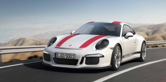 The new 2016 Porsche 911 R The new 2016 Porsche 911 R: wolf in sheep's clothing: 911 R, front-left, on hilly road. Credit: Porsche AG
