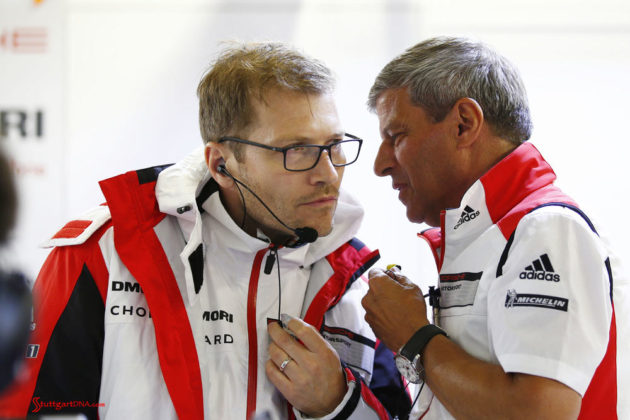 Porsche garners 18th overall win at 84th Le Mans 2016: Andreas Seidl, Team Principal Porsche Team, Fritz Enzinger, Vice President LMP1. Credit: Porsche AG