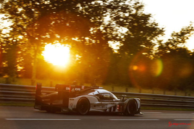 Porsche garners 18th overall win at 84th Le Mans 2016: No. 1 919 against sunset. Credit: Porsche AG