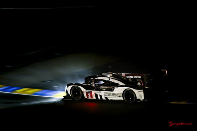 Porsche garners 18th overall win at 84th Le Mans 2016: No. 2 919 on dark track. Credit: Porsche AG