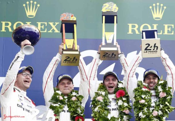 Porsche garners 18th overall win at 84th Le Mans 2016: Andreas Seidl, Team Principal Porsche Team, Porsche Team: Marc Lieb, Romain Dumas, Neel Jani (l-r). Credit: Porsche AG