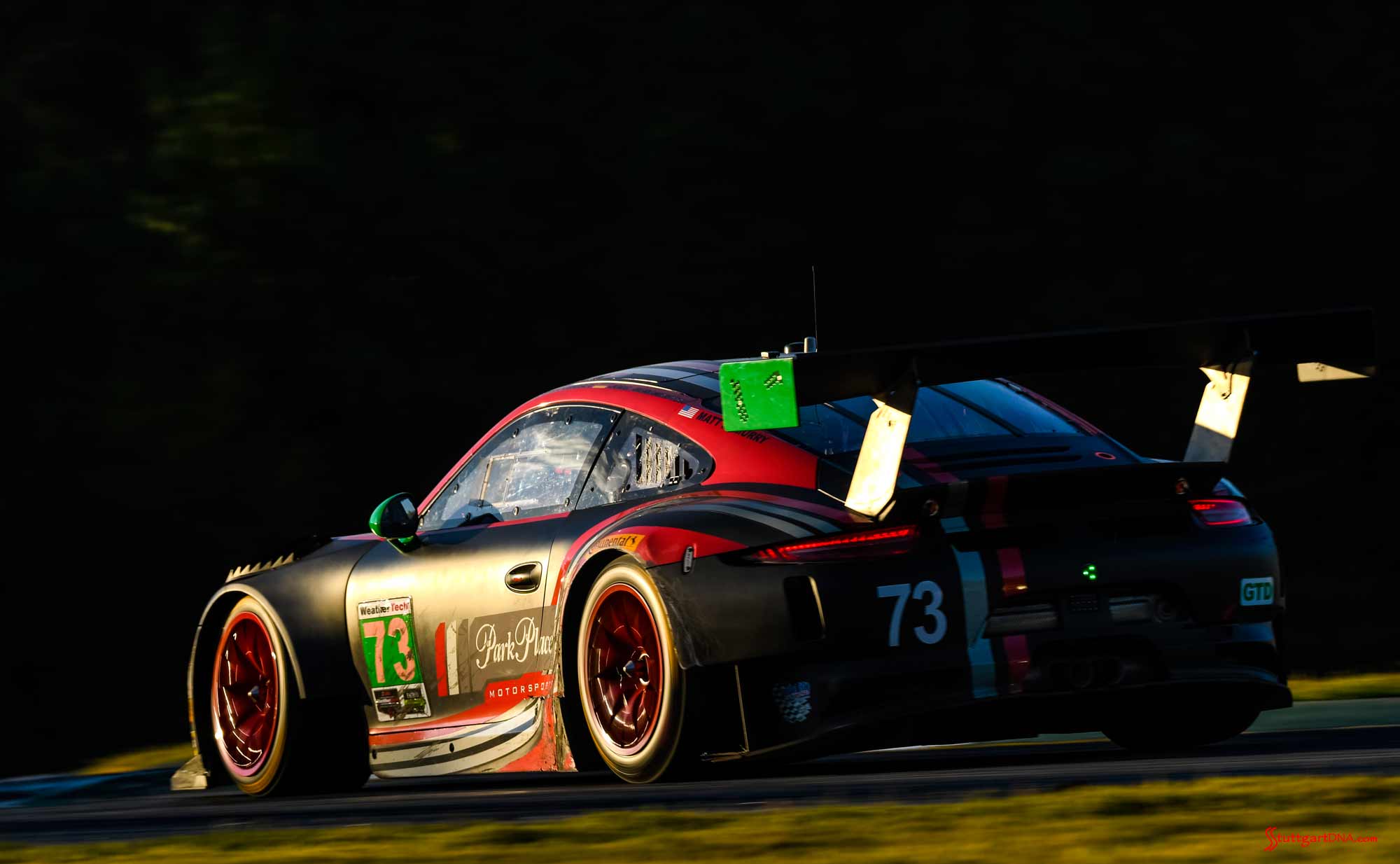 Credit: Porsche AG Porsche Works 911 RSR last race: Porsche No. 73 left-rear on track - 2016 Petit Le Mans Road Atlanta. Credit: PAG
