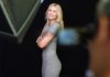 Maria Sharapova 2017 early professional tennis comeback Maria Sharapova 2017 early professional tennis comeback: Sharapova in a silver dress in profile. Credit: PAG