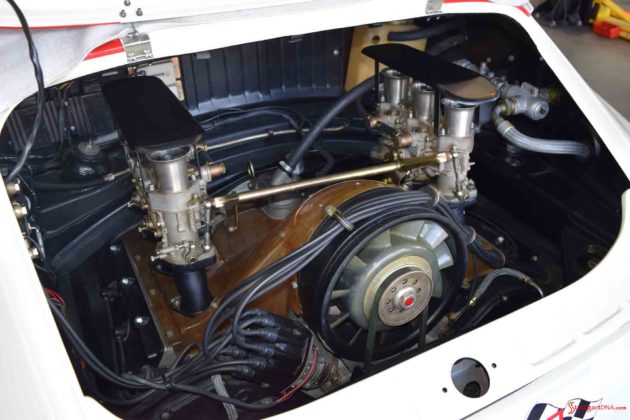 2017 Porsche L.A. Literature, Toy and Memorabilia Meet Weekend: The Callas Porsche 911R No 001 engine is seen here from the left angle. Credit: StuttgartDNA