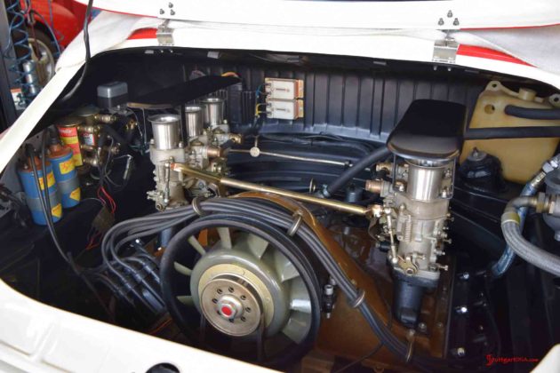 2017 Porsche L.A. Literature, Toy and Memorabilia Meet Weekend: Callas Porsche 911R No 001 engine, from right angle, at Callas Rennsport 2017 Lit Weekend Open House. Credit: StuttgartDNA