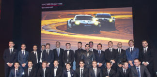 Who are Porsche AG’s 2018 Motorsport Works drivers? Who are Porsche AG’s 2018 Motorsport Works Drivers?: Pictured here are all of the 2018 Porsche Works Drivers in a group photo at the December 2017 Night of Champions gala event. Credit: Porsche AG