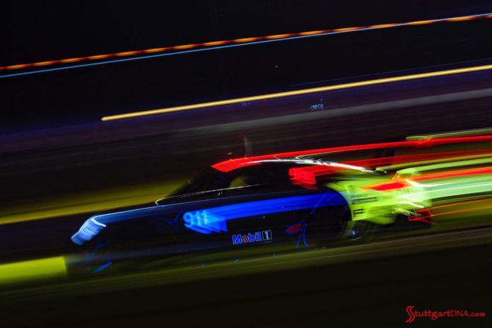 Porsche Wins 2018 Petit Le Mans -- The No. 911 Porsche 911 RSR racing into the history books as winner in its GTLM class at the 2018 Petit Le Mans. Credit: Porsche AG