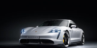 Porsche first-quarter 2020 USA retail sales Porsche first-quarter 2020 USA retail sales - Porsche Taycan first electric sports car world premiere: A white Taycan Turbo S, left-front, is poised under soft, gorgeous lighting in this studio photo. Credit: Porsche AG