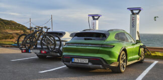 Porsche AG first-quarter 2021 worldwide sales Porsche AG first-quarter 2021 worldwide sales: Depicted here are two Taycan 4 Cross Turismos charging their batteries at the seashore. Credit: Porsche AG