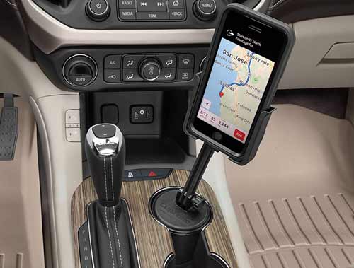 Car Phone Holder Buying Guide: Pictured here is a WeatherTech CupFone Two View shown in a car's cupholder. Credit: Amazon