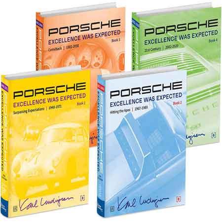 Groovy Porsche Gear Store: Pictured here are the four volumes/books of Karl Ludvigsen's Magnum Opus, "Porsche: Excellence Was Expected." Credit: Amazon