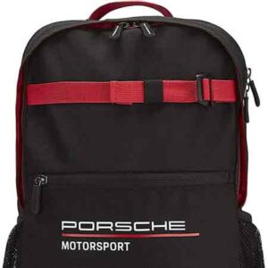 Pictured here is a black-and-red-trimmed Porsche Motorsport backpack. Credit: Porsche AG