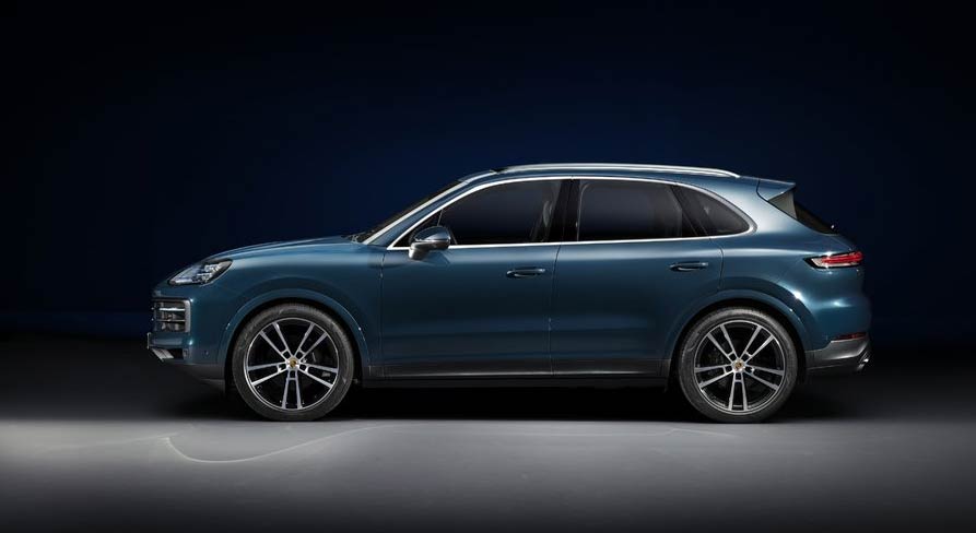 Pictured here is the Cayenne 2024, left side, in studio. Credit: Porsche AG