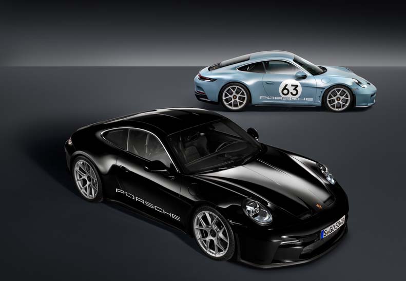 911 S/T - Captured here in nice photography is a pair of 911 S/T cars in a studio. Credit: Porsche AG