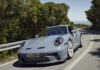 New Porsche 911 S/T celebrates the 911’s 60th Anniversary 911-S-T - Pictured here is a 911 S/T seen from its left-front corner, on a mountain road. Credit: Porsche AG