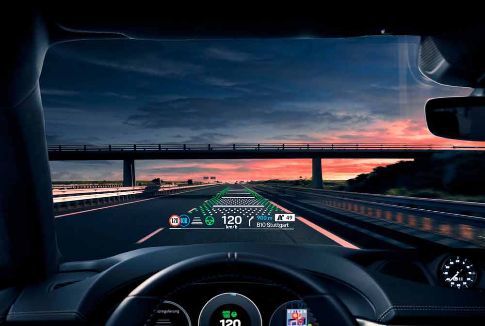 Depicted here is the Porsche Macan EV's head-up display. Credit: Porsche AG