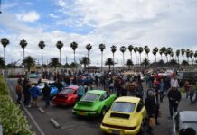 Luftgekühlt creators unveil venue for Air | Water Luftgekuhlt unveils AirWater venue - depicted here at Luft San Pedro are 911s seen from behind with palms in b.g. Credit: StuttgartDNA