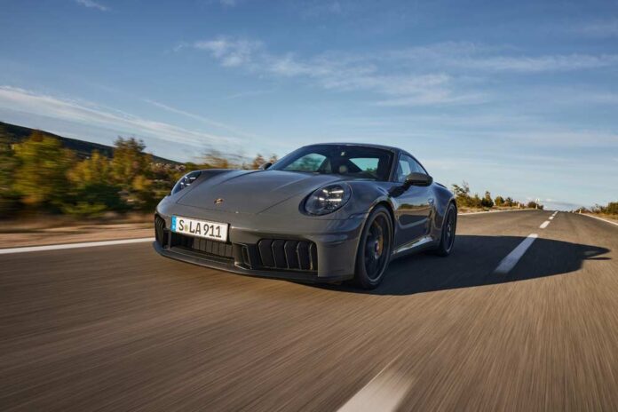 Death of the Porsche 911 Icon - depicted here is the Gray T-Hybrid on road, left-front. Credit: Porsche AG