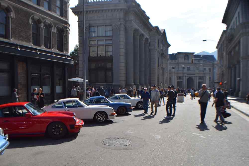 Luftgekühlt 10 returns to the Universal Studios Backlot: Pictured here is a perspective of displayed Porsche 911 sports cars on Main Street during Luft 6. Credit: StuttgartDNA