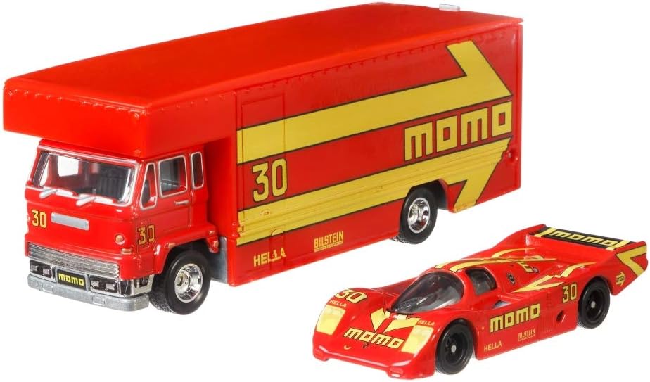 Best 962 Porsche Hot Wheels: Depicted here are the MOMO transporter truck and the MOMO 962 Porsche Hot Wheels model