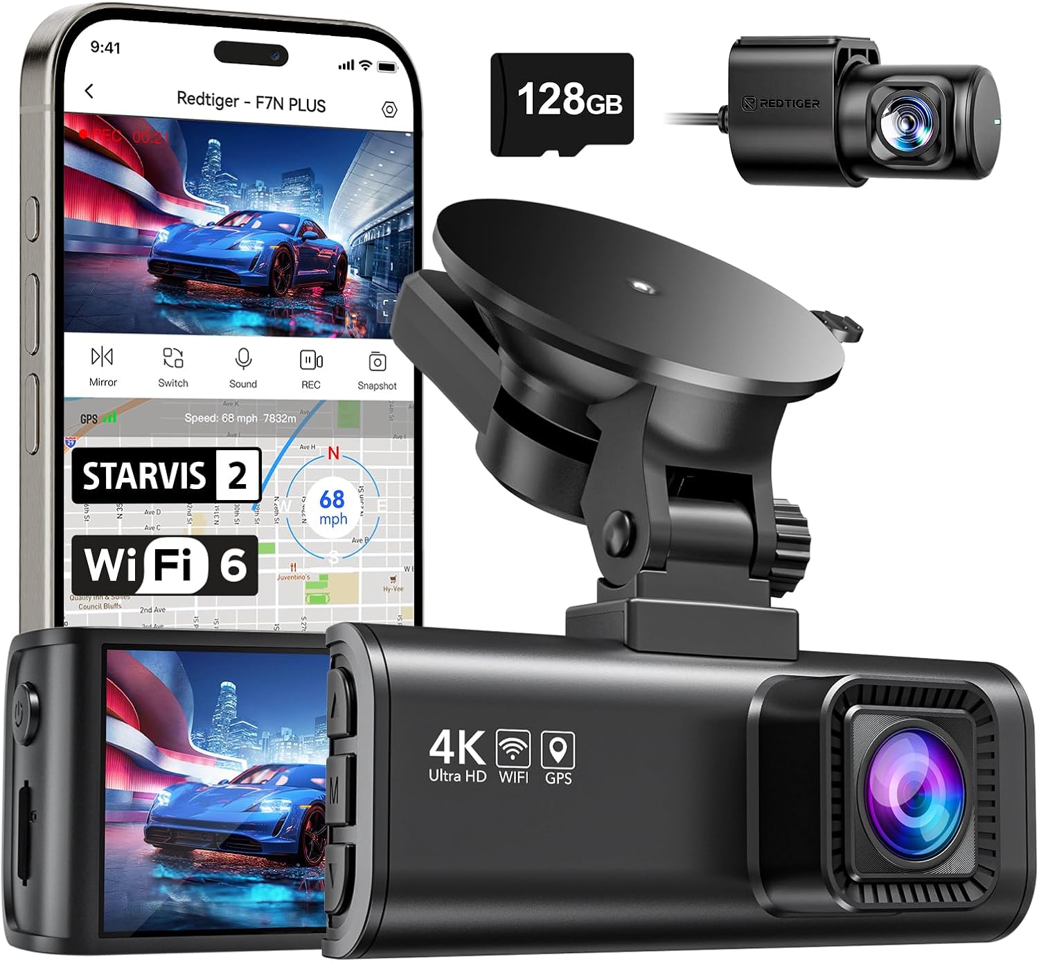 Seen here is the REDTIGER front-rear Dash Cam. Credit: Amazon
