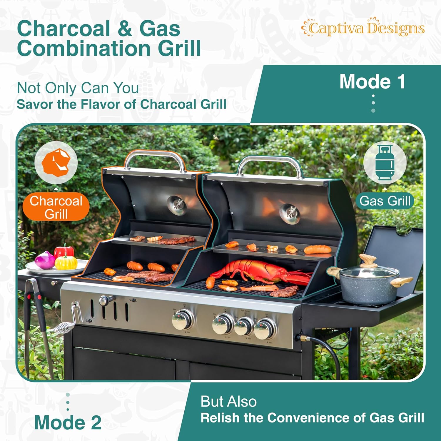 Father's Day Porsche Gift Guide 2026: Pictured here is the versatile Captiva Designs Propane Gas Grill and Charcoal Grill Combo. Credit: Amazon
