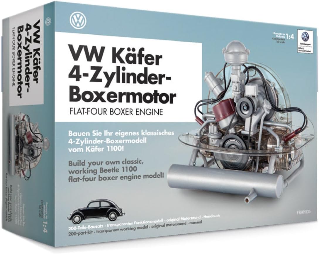 Depicted here is the Franzis VW Beetle Flat-Four Engine Model Kit. Credit: Amazon