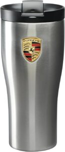 Beautifully pictured here is the Genuine Porsche Crest Stainless-Steel Thermal Tumbler. Credit: Amazon