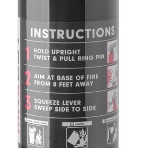Seen here is a MaxOut DRY CHEMICAL Fire Extinguisher with MOUNTING BRACKET. Credit: Amazon