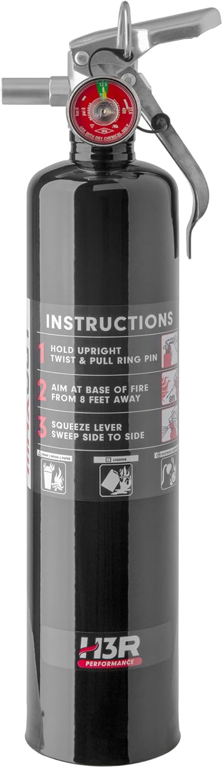 Seen here is a MaxOut DRY CHEMICAL Fire Extinguisher with MOUNTING BRACKET. Credit: Amazon