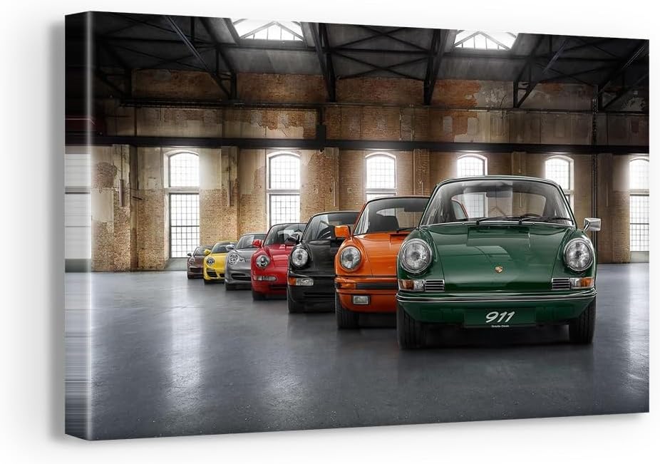 Pictured here is the Porsche 911 Color Revolution 18 in x 12 in Canvas Art Print. Credit: Amazon