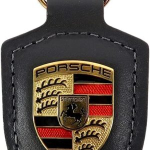 Pictured here is the Porsche Crest Key Ring, Black. Credit: Amazon