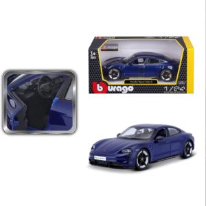 Depicted here is the 1:24 Diecast Porsche Taycan Turbo S in Blue by Bburago. Credit: Amazon