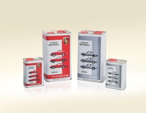 Pictured here are 4 cans of Porsche Classic Motor Oil - Genuine Porsche Parts. Credit: Amazon