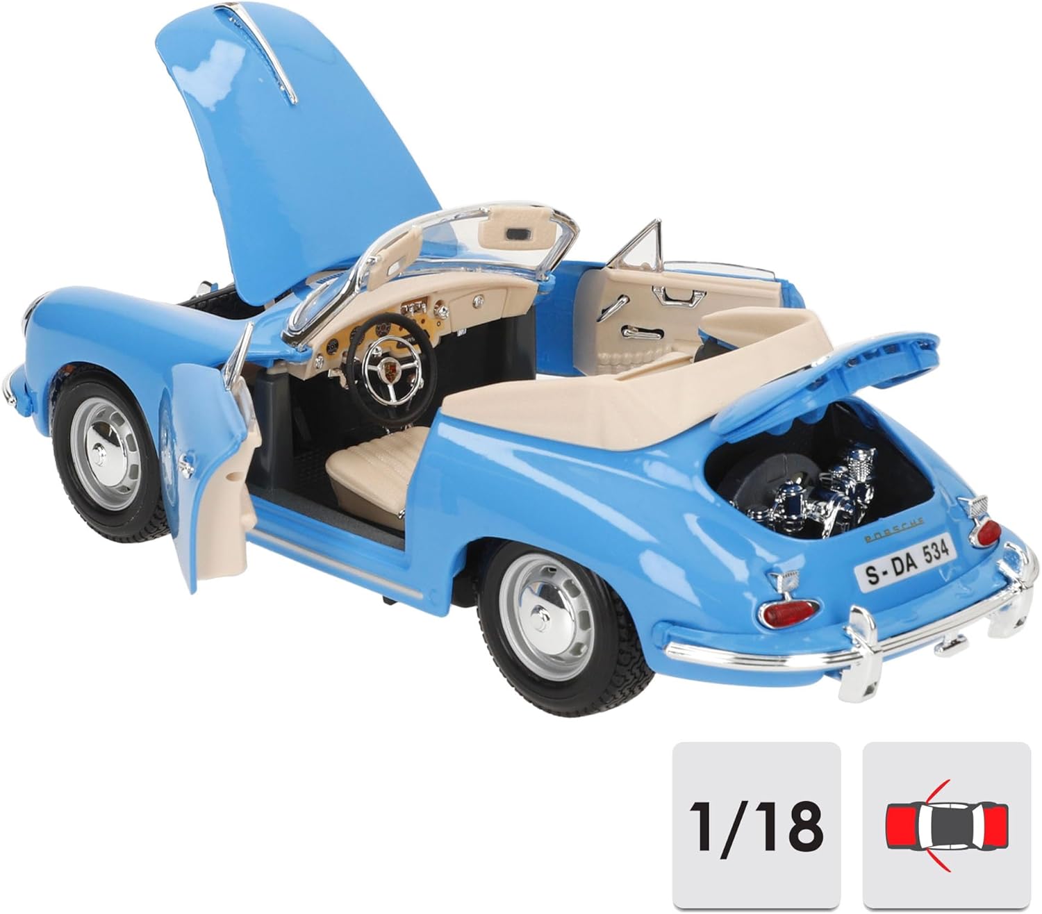 Pictured here is the Bburago 1-18 Scale 1961 Porsche 356B Cabriolet. Credit: Amazon