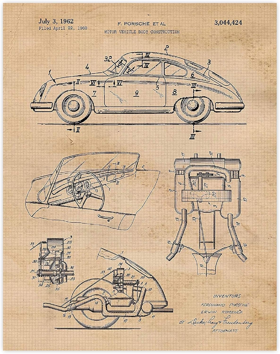 Pictured here is the Classic 356 Auto Patent Print (11x14) Unframed. Credit: Amazon