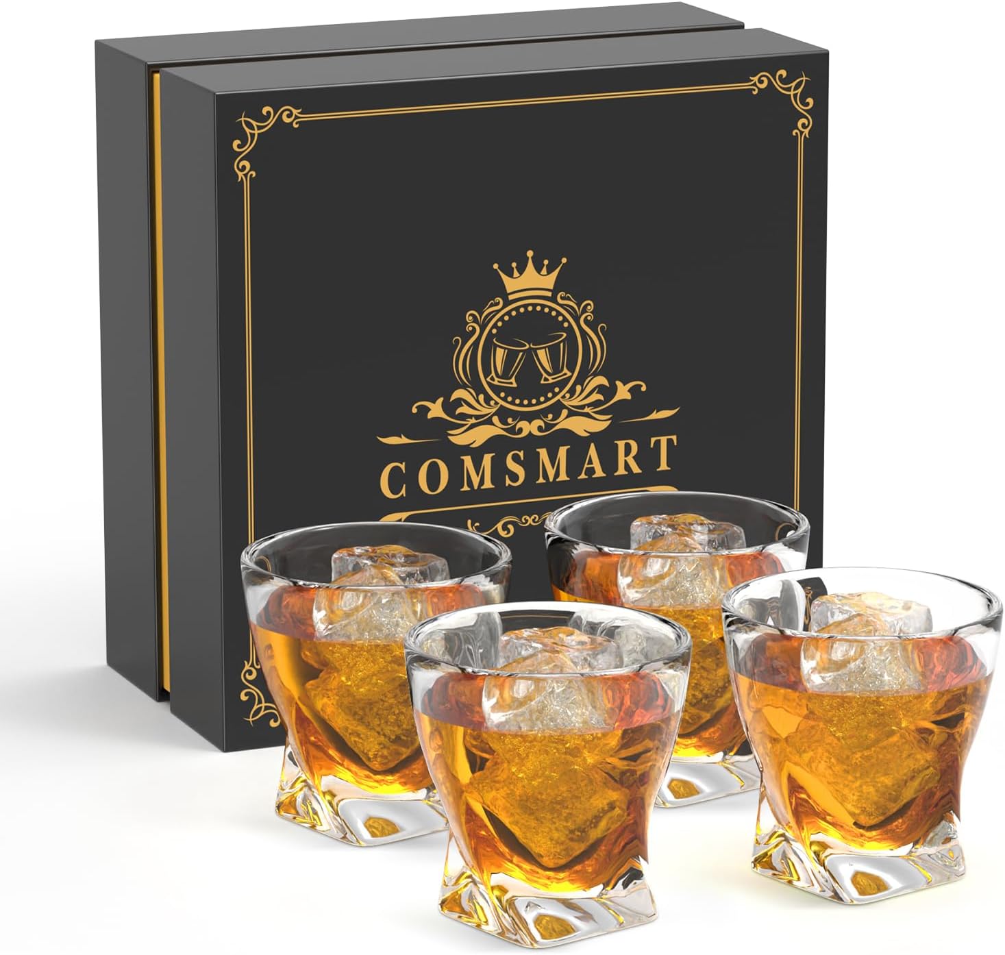 Pictured here is the Comsmart Whiskey 10-oz. Crystal Glass Set of 6 with Luxury Box. Credit: Amazon