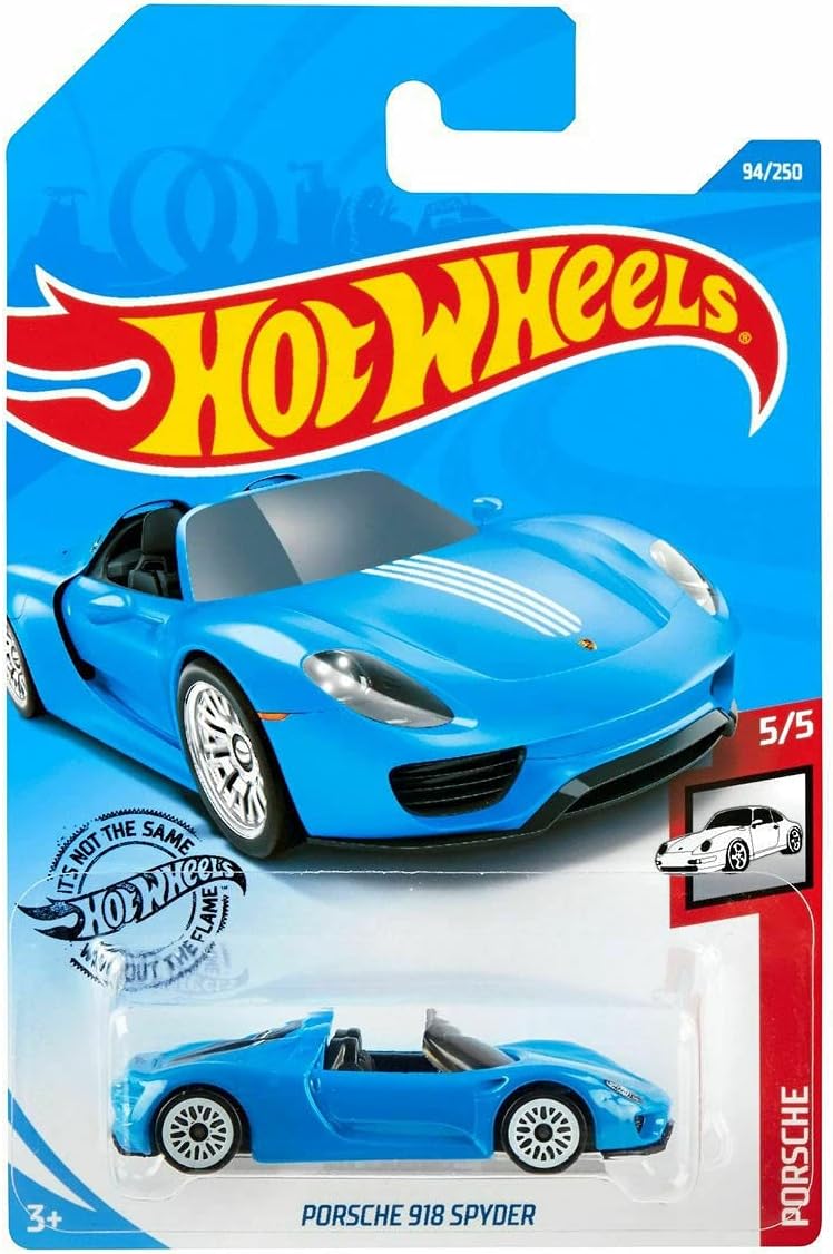 Depicted here is the Hot Wheels Blue Porsche 918 Spyder Porsche 5/5 2020 94/250. Credit: Amazon