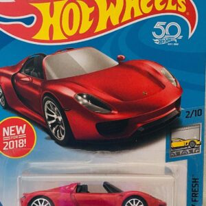 Depicted here is the Hot Wheels Red Porsche 918 Spyder Factory Fresh 2/10 2018 50th Anniversary Card 292/365. Credit: Amazon