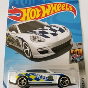 Depicted here is the Hot Wheels White Porsche Panamera (Police) 2018 HW Metro 8/10 303/365. Credit: Amazon