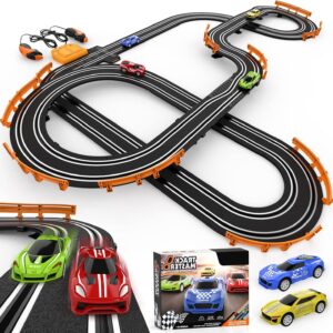 Pictured here are the Slot Car Race Track Sets with 4 High-Speed Racing Cars. Credit: Amazon