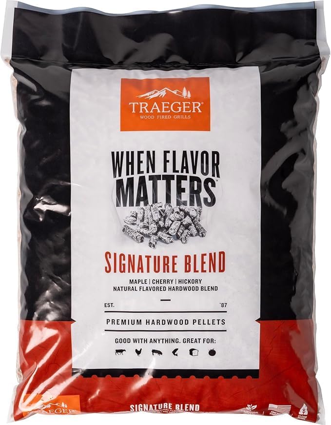 Pictured here is a bag of Traeger Grills Signature Blend Hardwood Pellets. Credit: Amazon