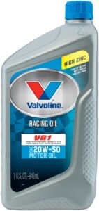 Pictured here is a bottle of Valvoline VR1 Racing 20W-50, 1 Quart (Pack of 12). Credit: Amazon